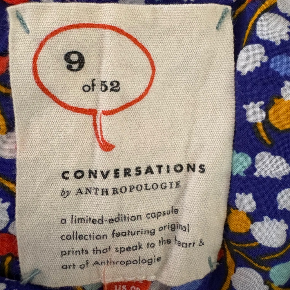 Conversations by Anthropologie Blue Flower Colloquial Button Down Shirt Size 8 - Picture 9 of 12